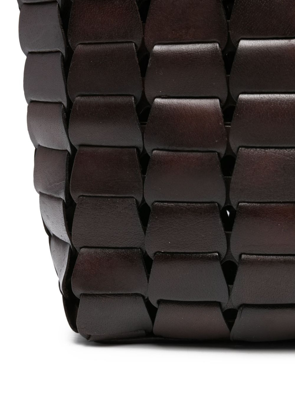 leather woven tote bag - 3