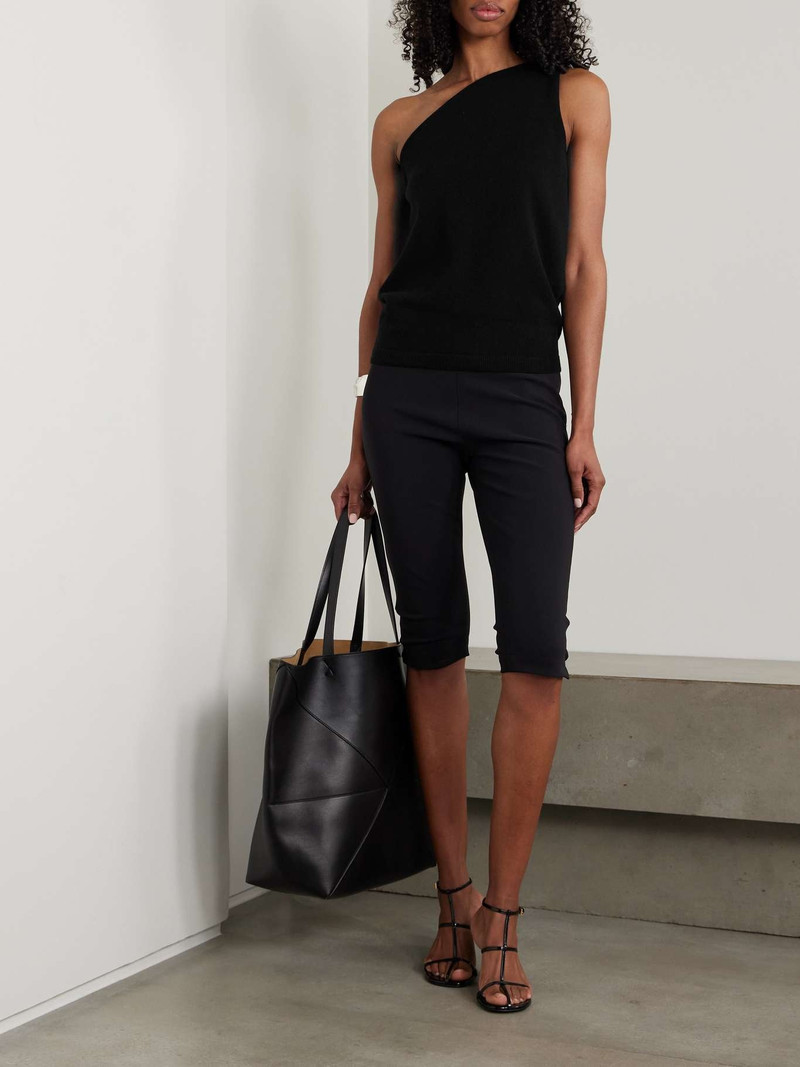 RÓHE One-shoulder draped cutout merino wool-blend top Black outlook