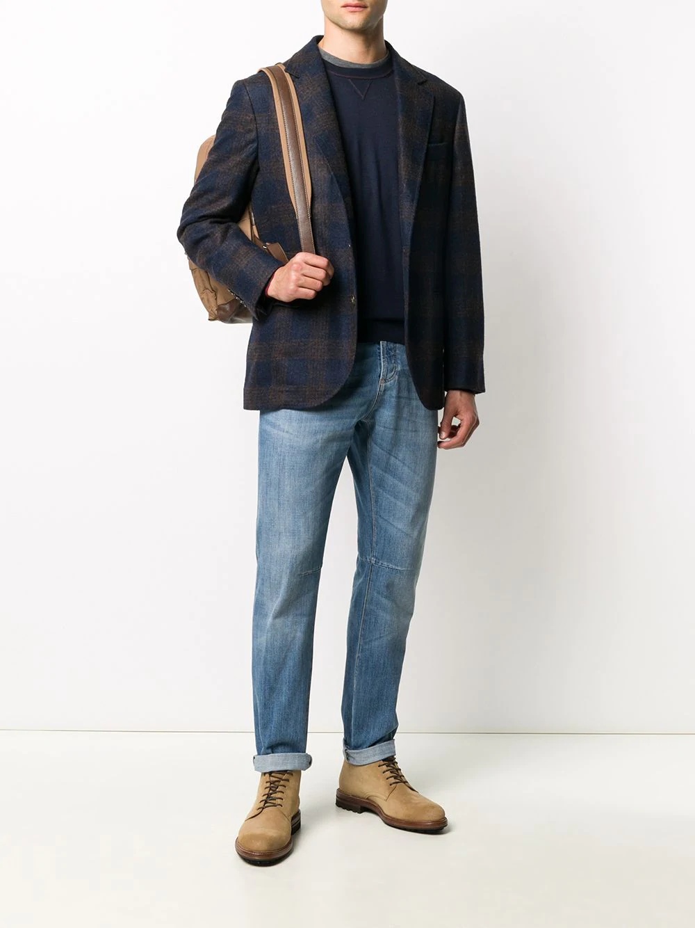 single-breasted plaid check blazer - 2