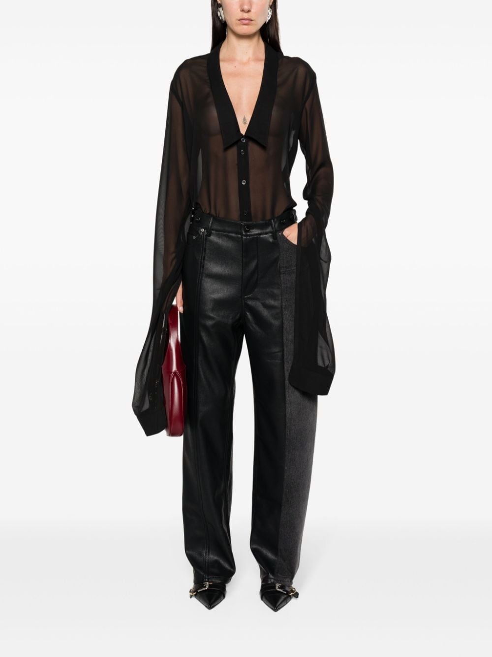 extra-long sleeves sheer shirt - 2