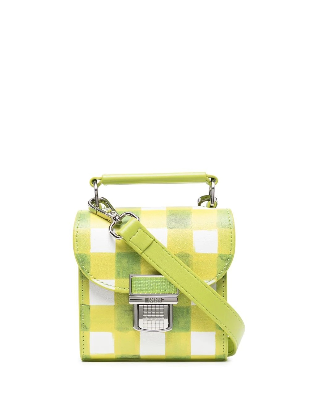 gingham-print leather mini bag - 1