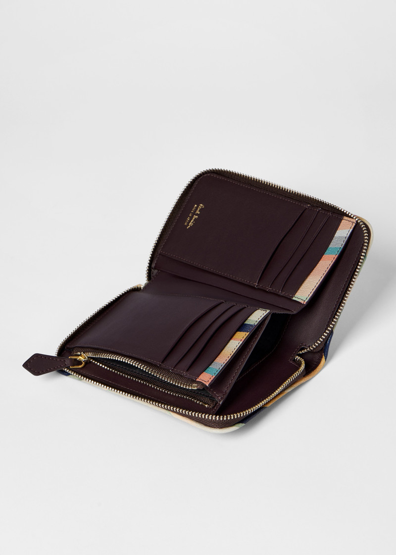 Women's Burgundy 'Faded Swirl' Trim Medium Zip Around Purse 5