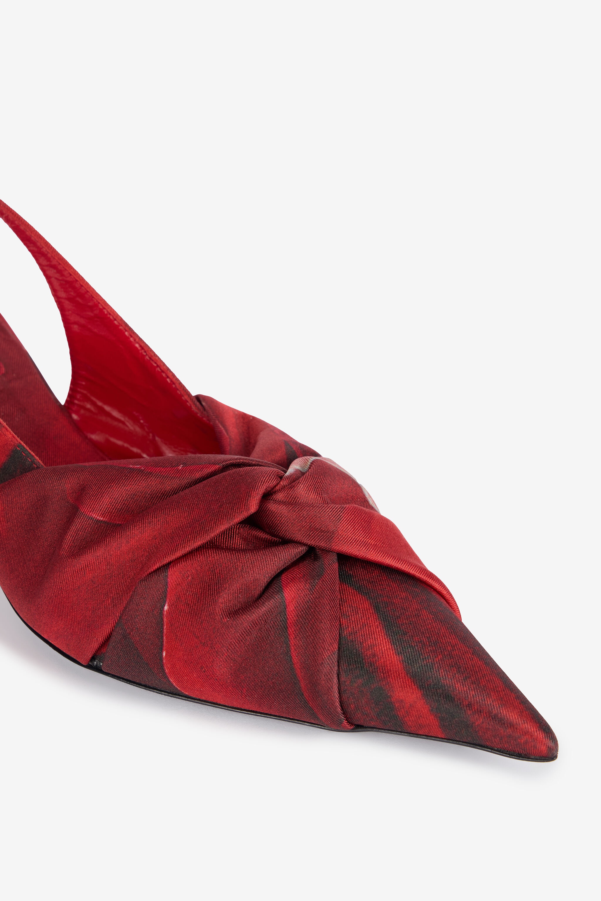Rose Print Slingbacks With Knotted Detail - 4