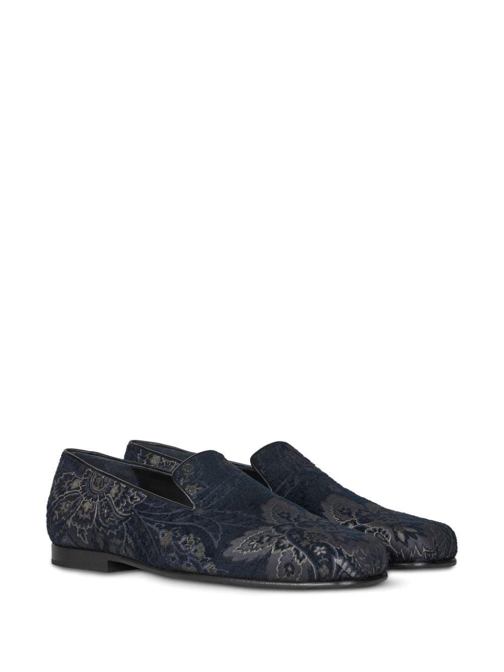 floral-motif patterned-jacquard loafers - 2