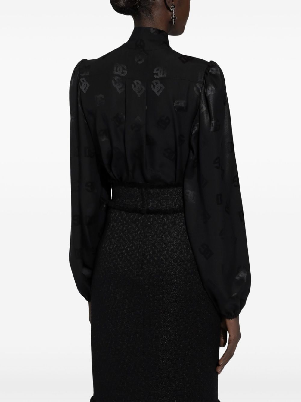 monogram-jacquard silk shirtt - 6