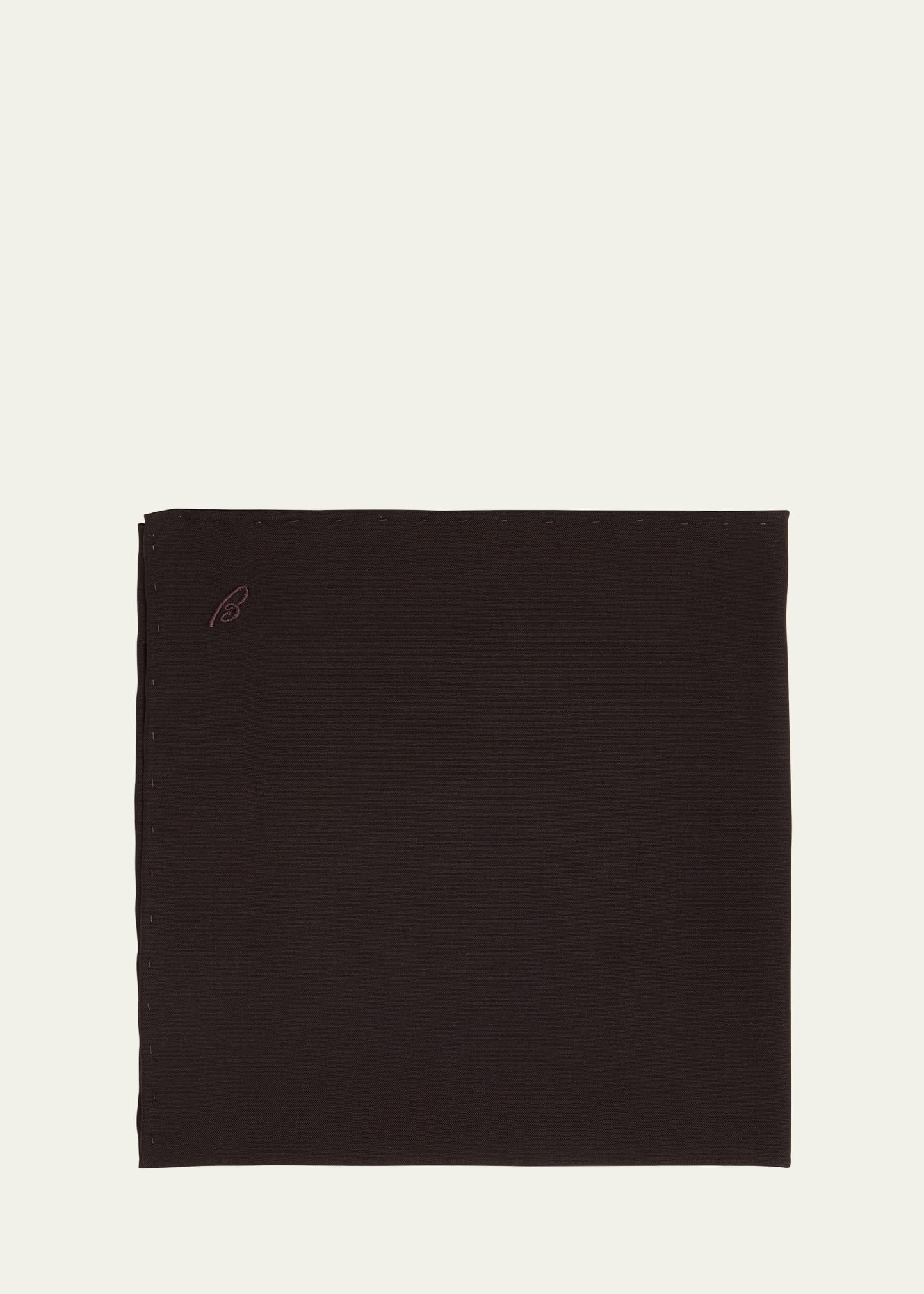 Men's Silk Poplin Embroidered Monogram Pocket Square - 1