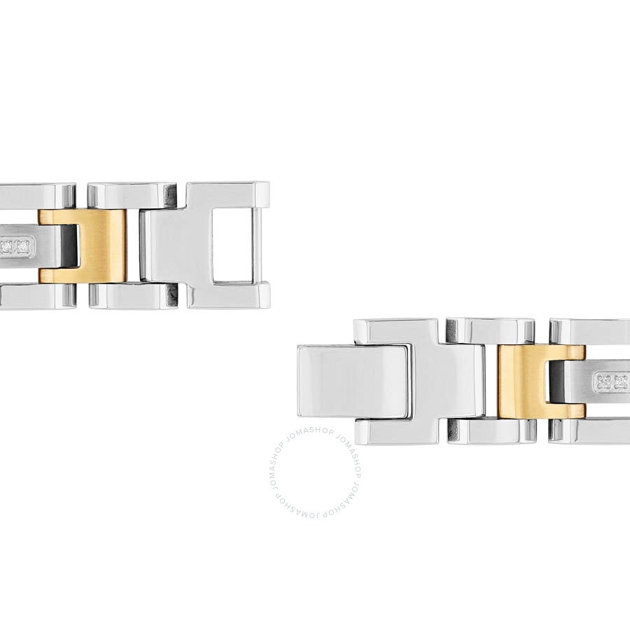 Robert Alton - Robert Alton 1/6CTW Diamond Stainless Steel with Yellow Finish Men's H-Link Bracelet - 3