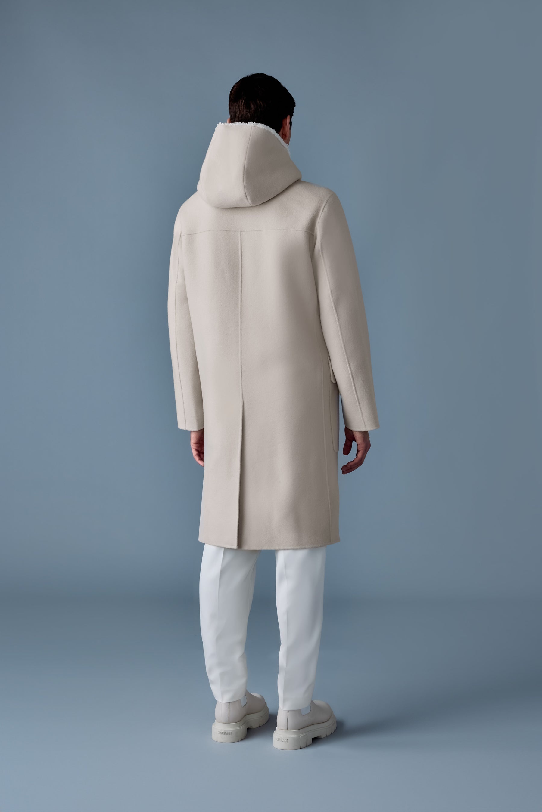 ABRAHAM Heavy double face wool long hooded coat - 5