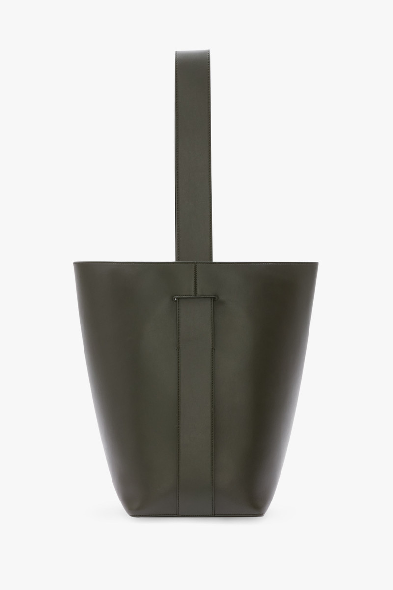 Dia Bucket Bag In Dark Olive Smooth Leather 4