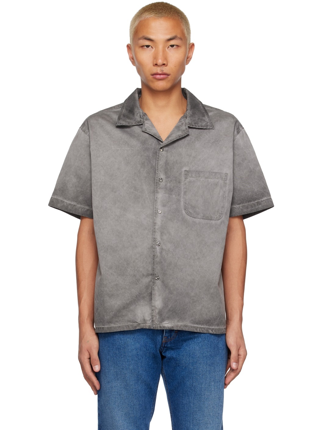 Gray Camp Collar Shirt - 1