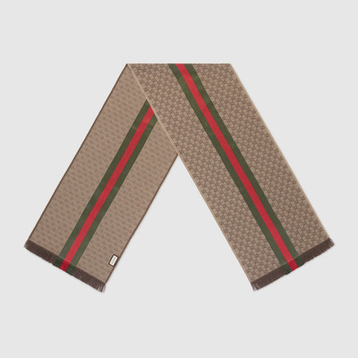 GUCCI GG jacquard knitted scarf with Web outlook