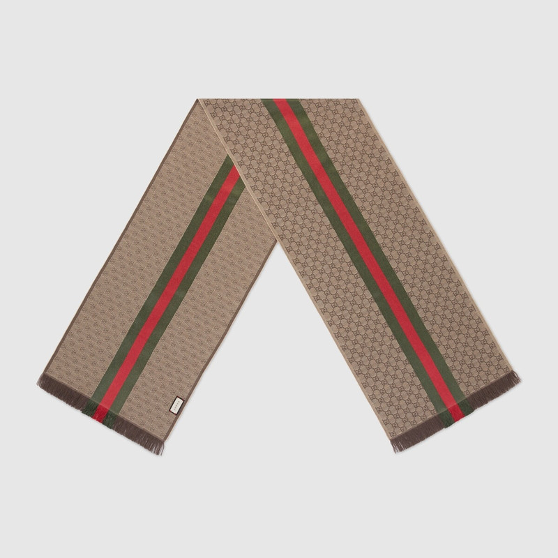 GUCCI GG jacquard knitted scarf with Web outlook