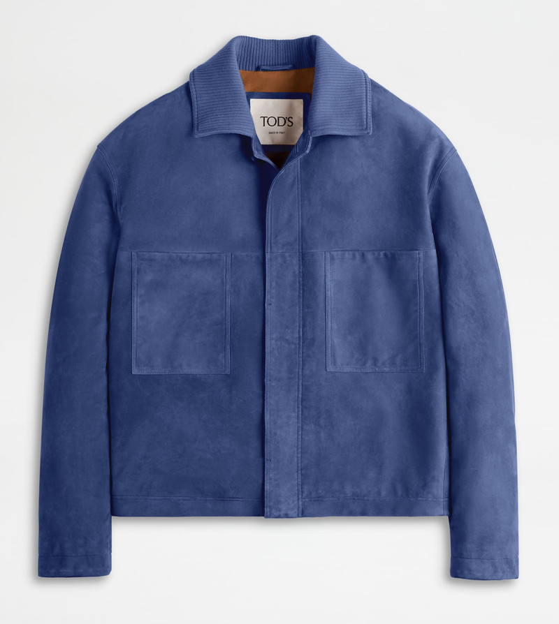 PASHMY COACH JACKET IN SUEDE - BLUE 1