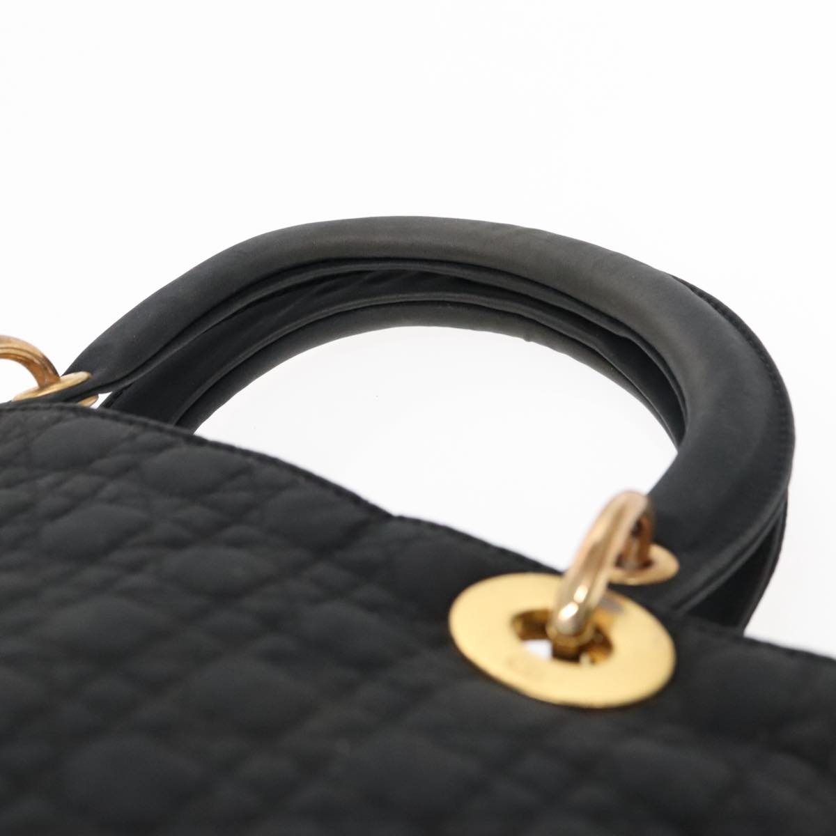 DIOR Lady DIOR Canage Hand Bag Nylon Black Gold - 8