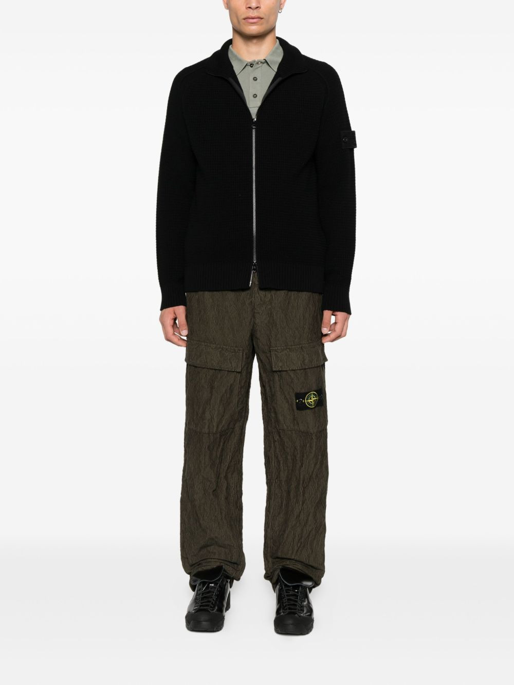 ribbed zip-up cardigan - 2
