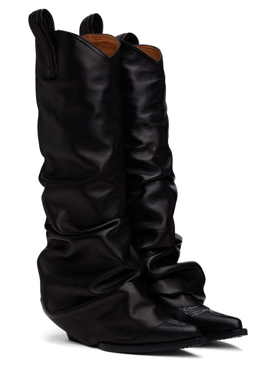 Black Mid Cowboy Sleeve Boots - 4