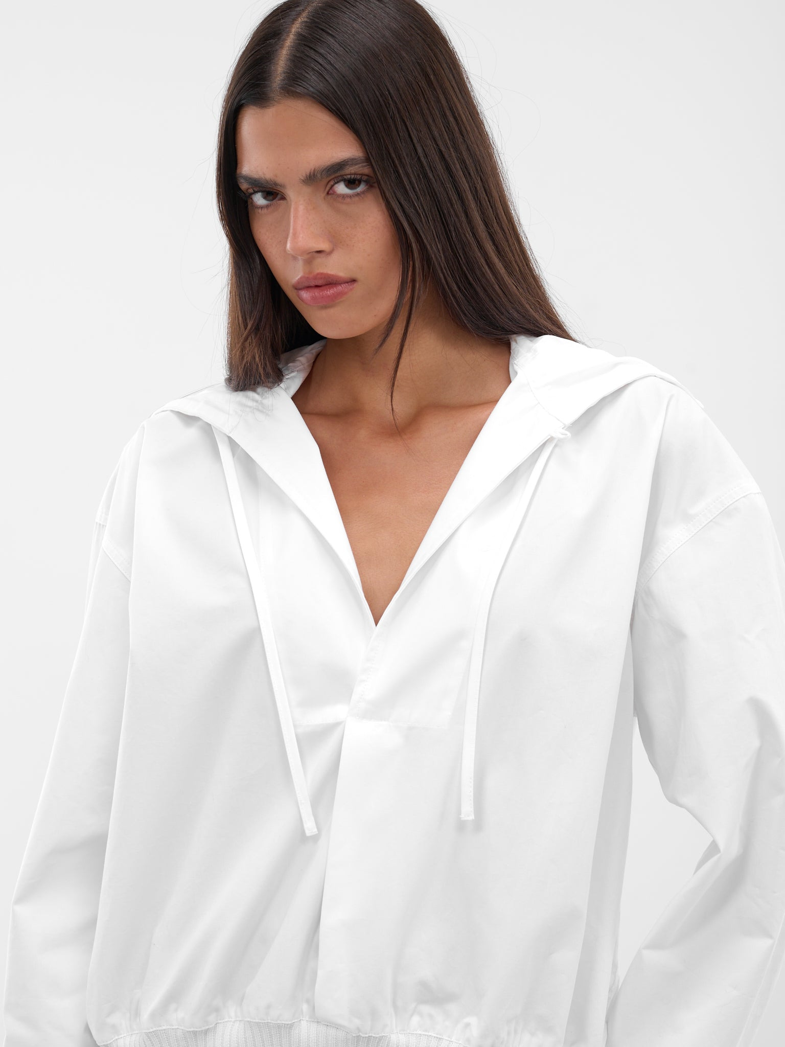 White Haut Trapezi Relaxed Hoodie - 4