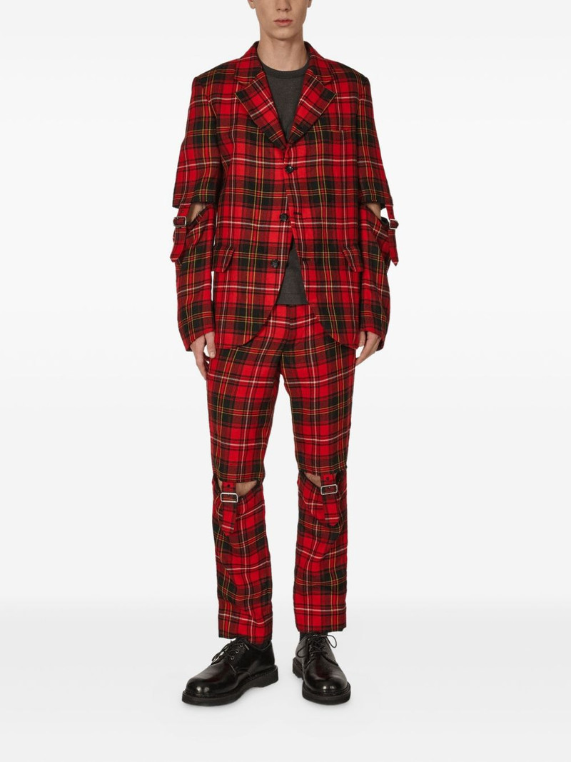 BLACK COMME des GARÇONS buckle-fastening plaid trousers outlook