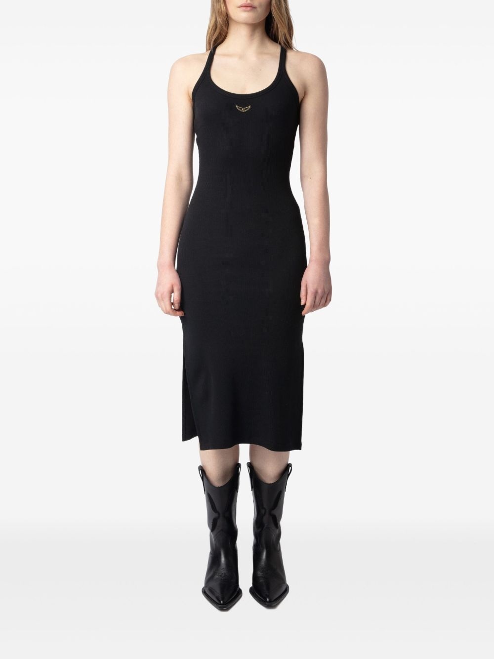 fine-ribbed midi dress - 2