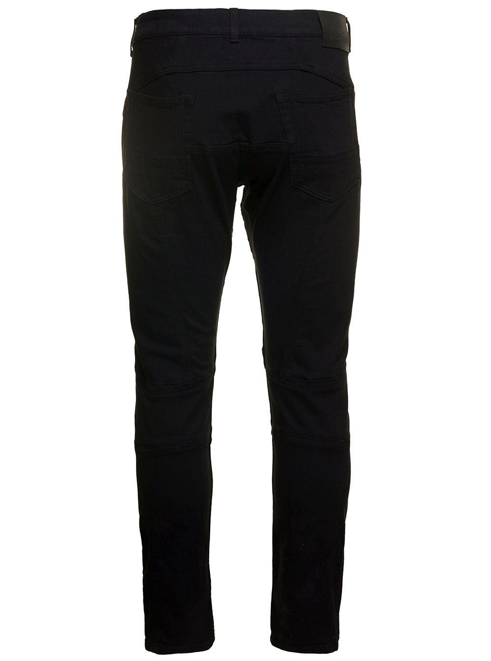 Alexander Mcqueen Men Black Jeans With Branded Button And Logo Patch In Cotton Denim Stretch Man - 2