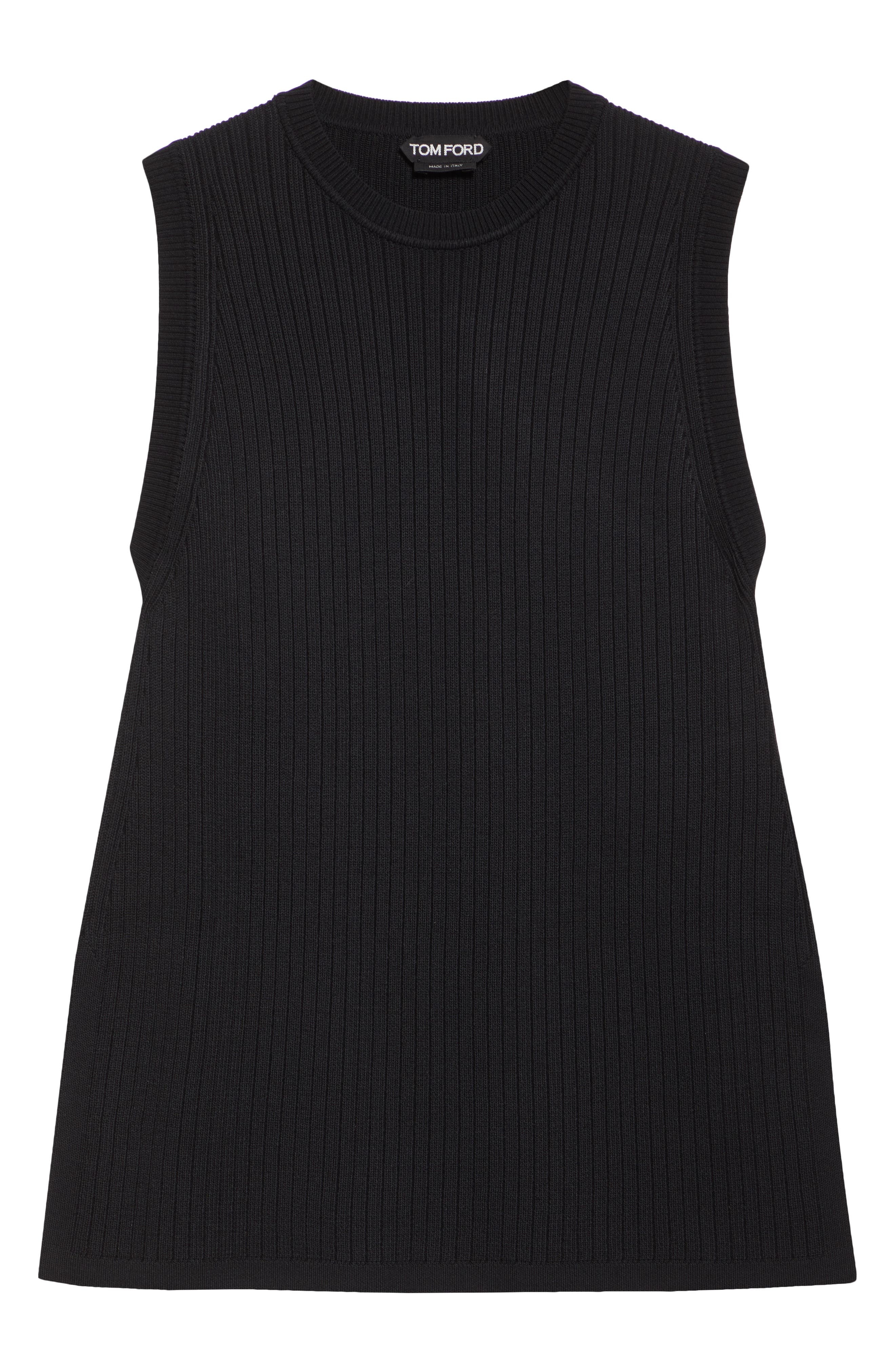 TOM FORD Sleeveless Rib Mini Sweater Dress in Black at Nordstrom - 6