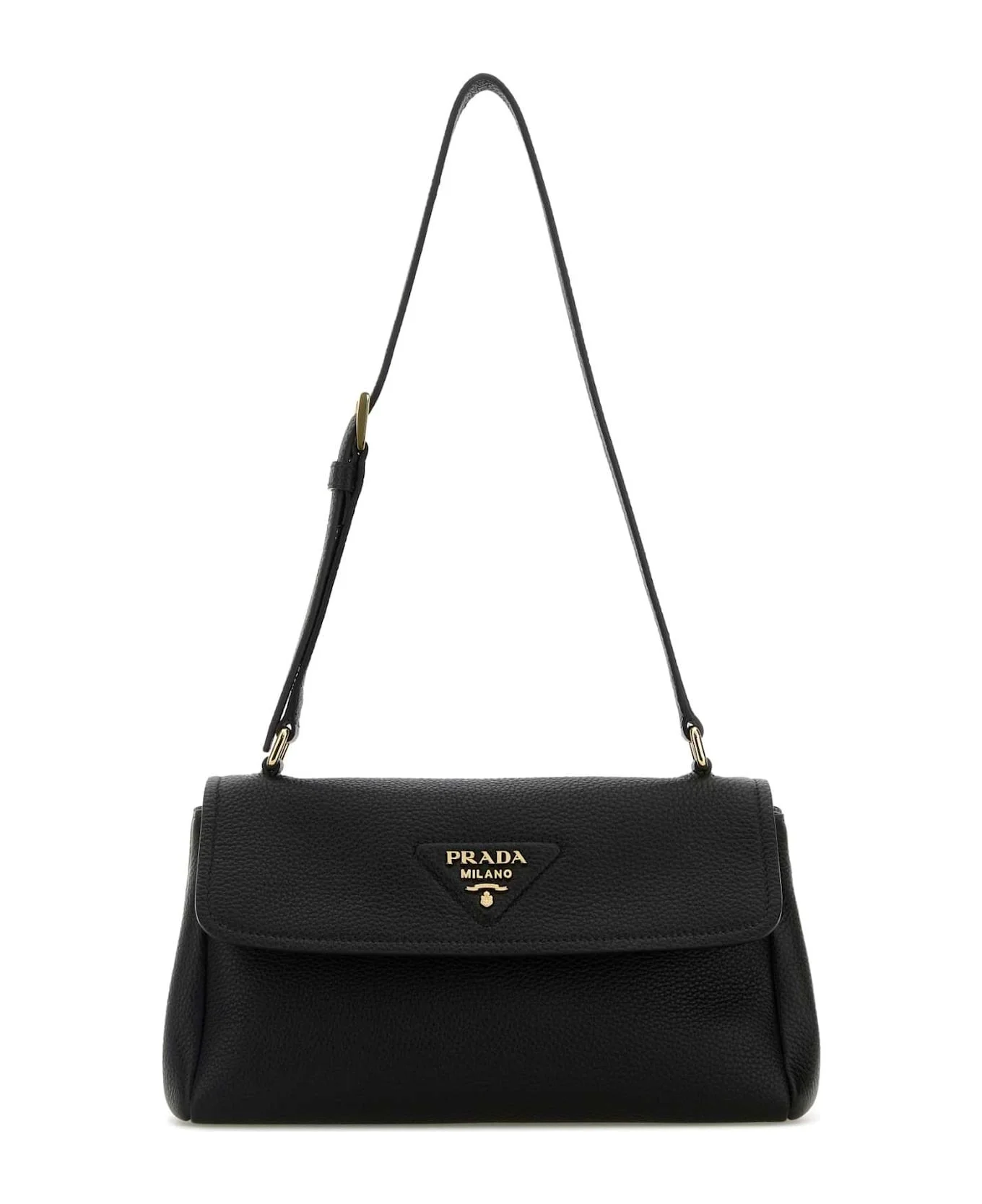 Black Leather Small Shoulder Bag - 1