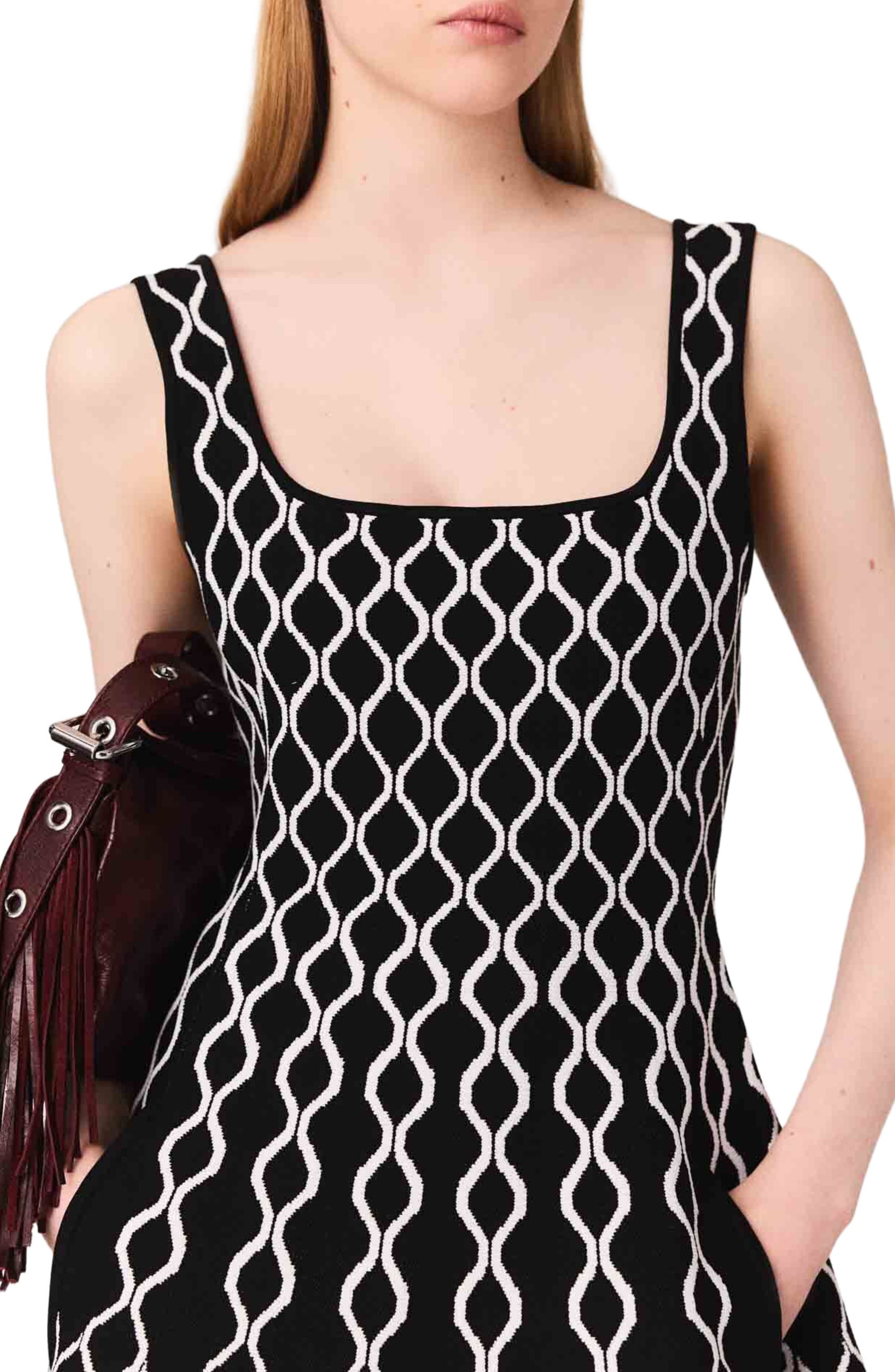 maje Jacquard knit midi dress in Black /White at Nordstrom - 5