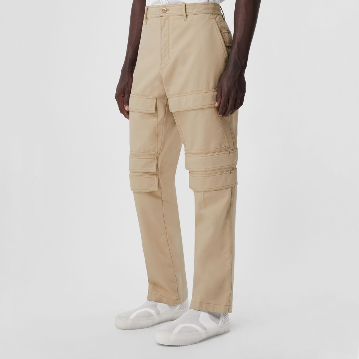 Panel Detail Cotton Cargo Trousers - 6