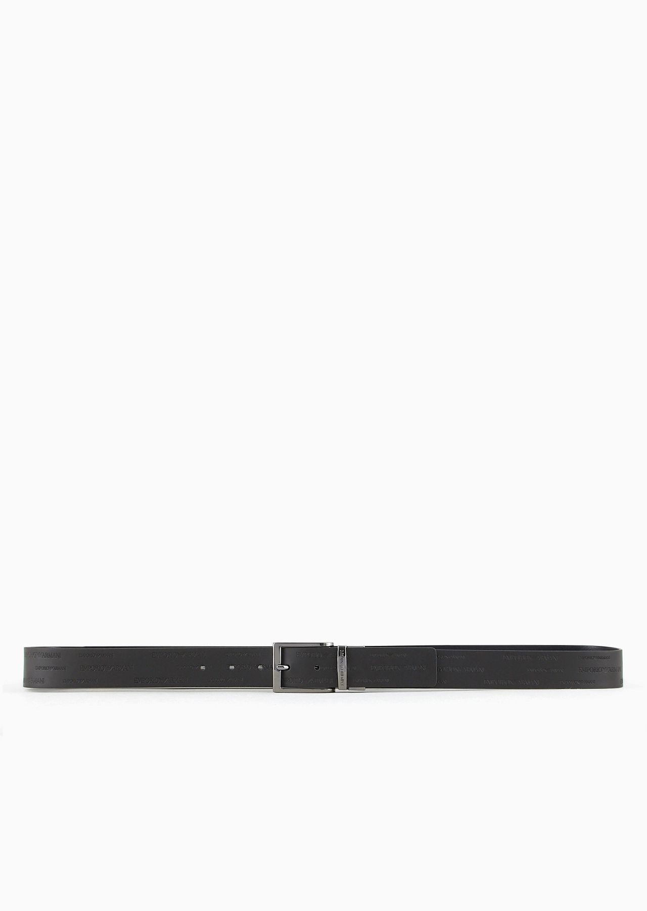 Reversible leather belt with all-over embossed lettering - 3