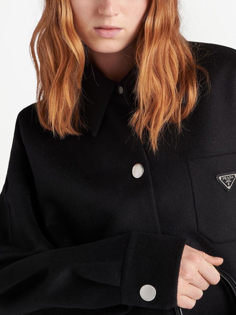 logo-plaque wool coat - 3