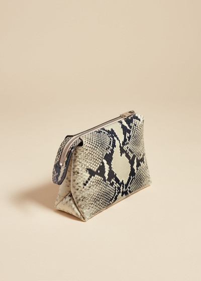 KHAITE The Lina Pochette in Natural Python-Embossed Leather outlook