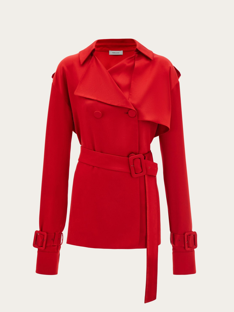 Short satin trench 1