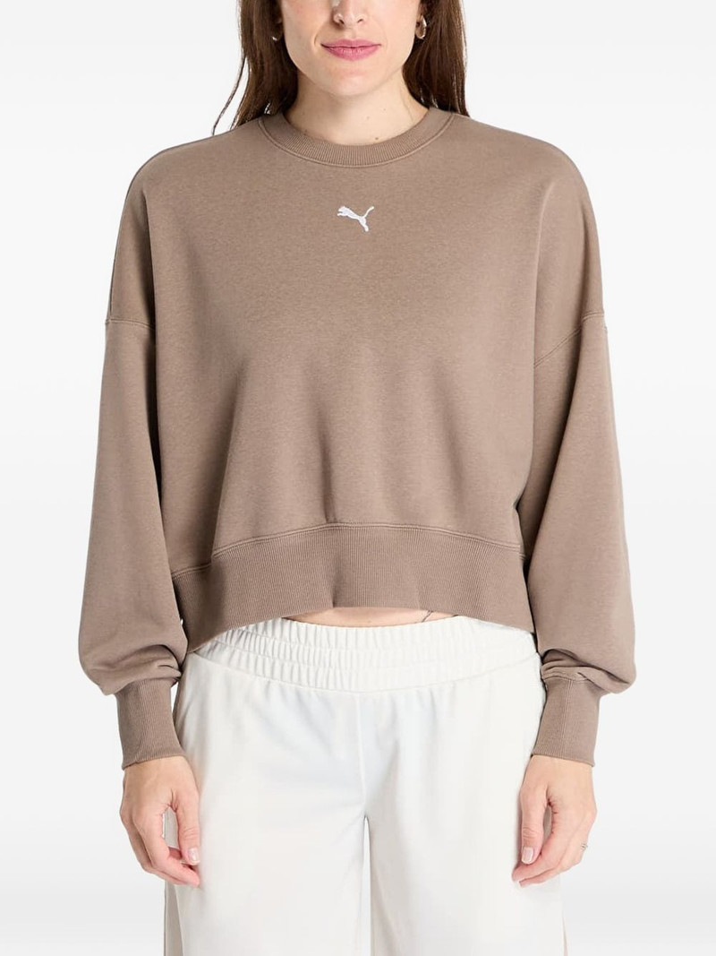 logo-embroidered cropped sweater 1