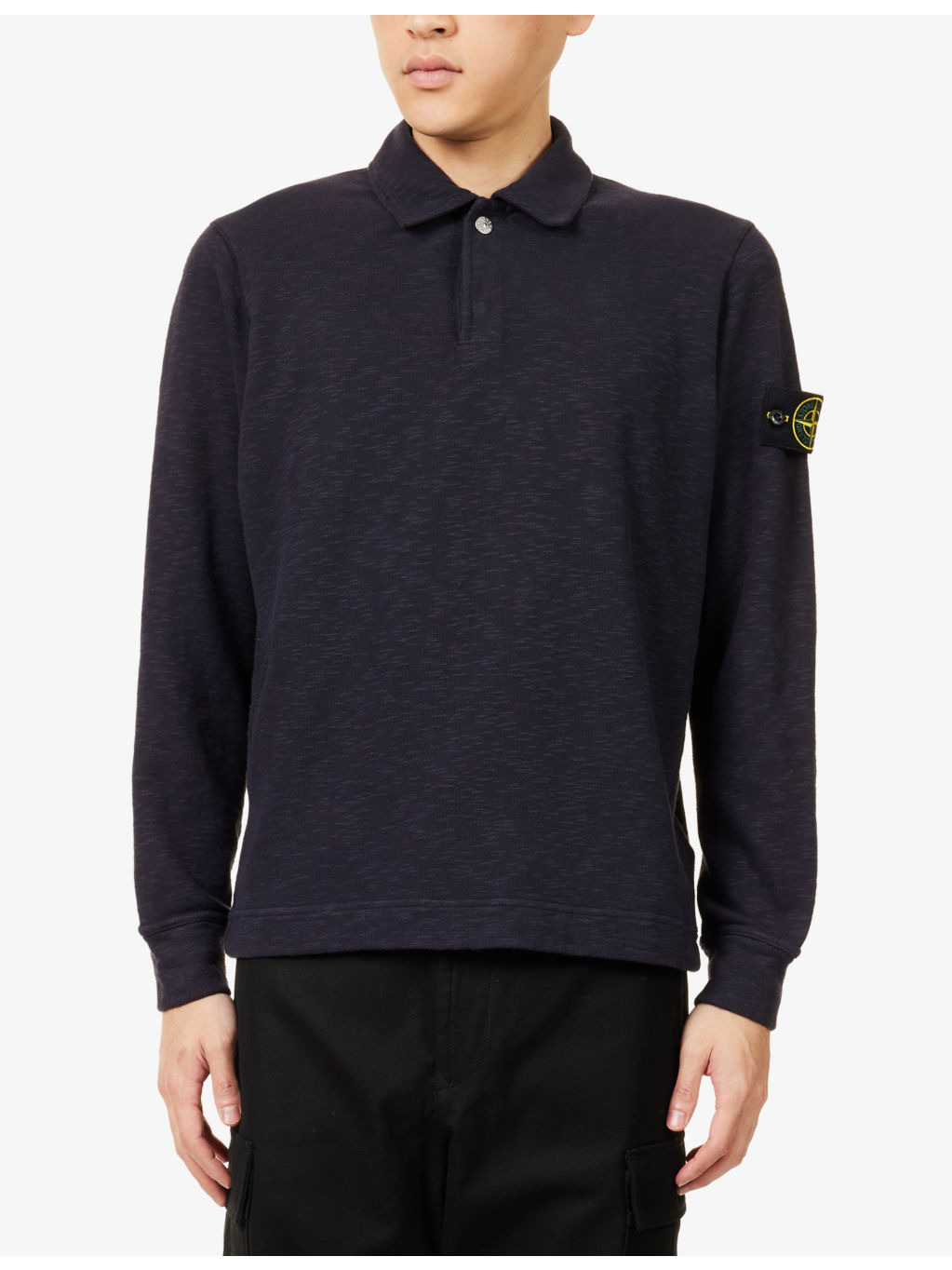 Vanise Polo-Collar Cotton-Jersey Sweatshirt - 3