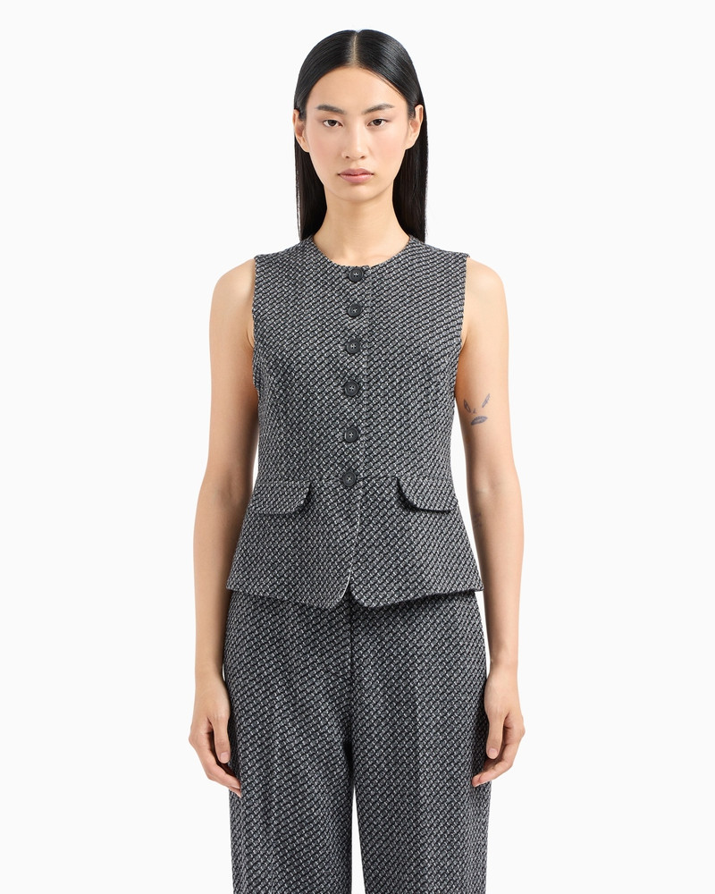 SINGLE-BREASTED WAISTCOAT IN A MÉLANGE WOOL-BLEND KNIT WITH A TEXTURED PATTERN 2