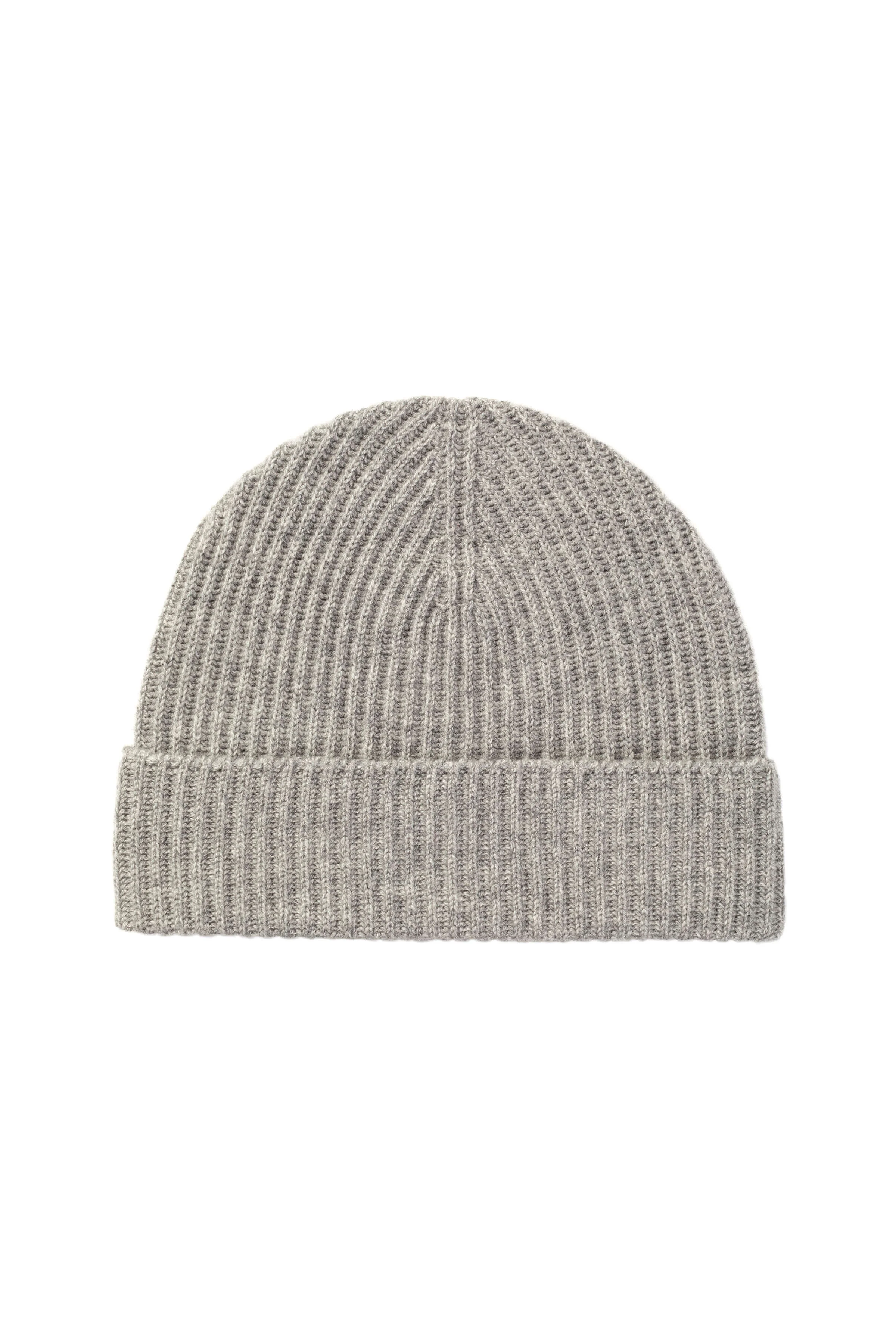 Ribbed Grey Cashmere Beanie - 1