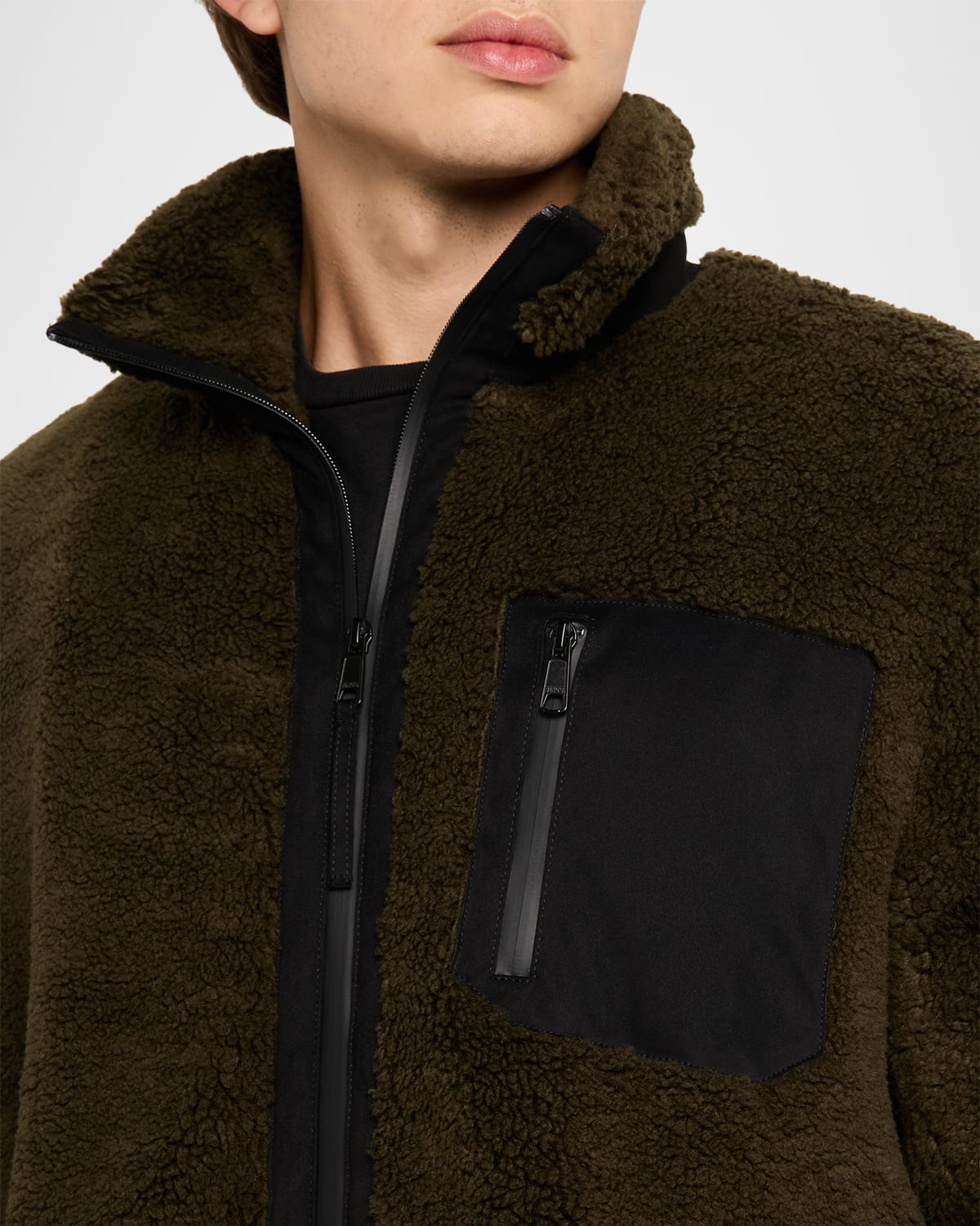Men's Faux Sherpa Zip-Up Jacket - 5