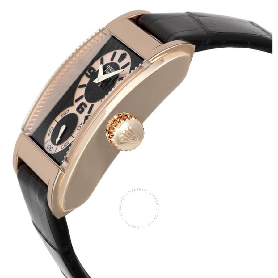 Rolex Cellini Prince Black Dial Leather Strap Men's Watch 54425 - 2