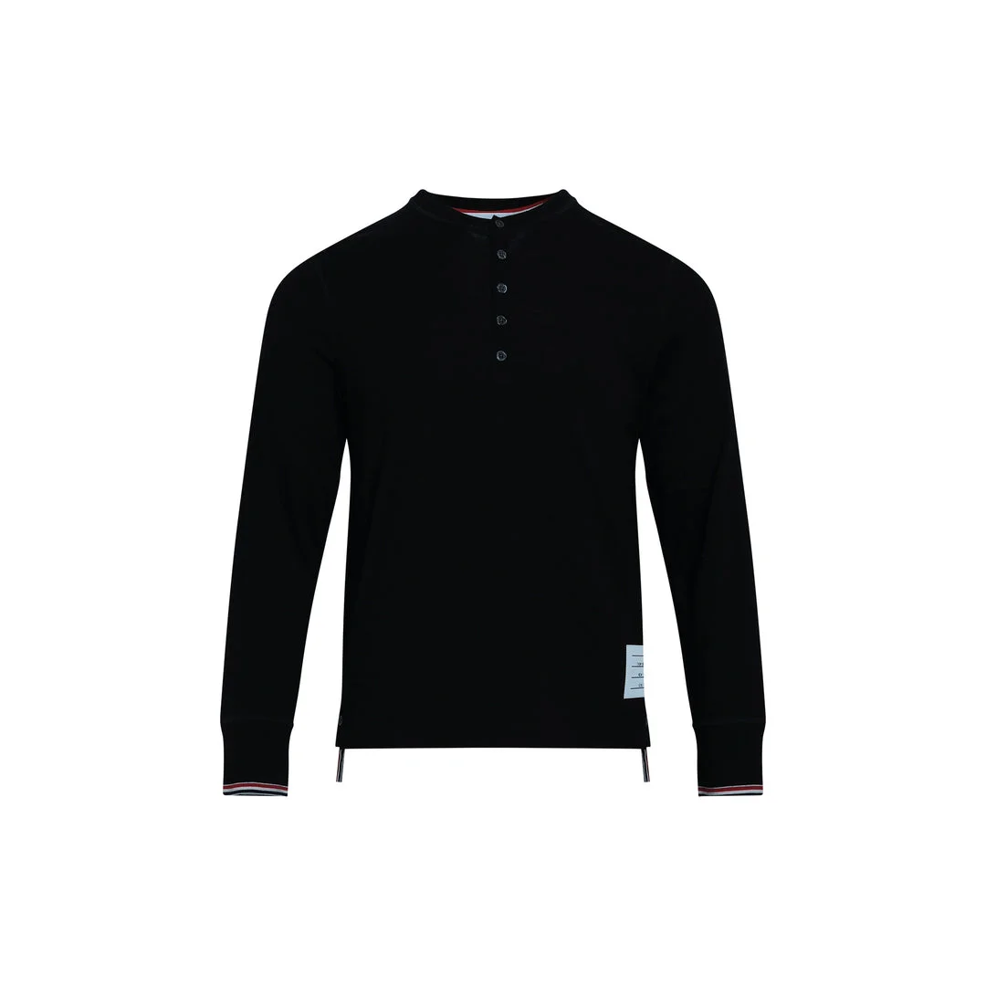 Long Sleeve Henley Tipping Strip - 1