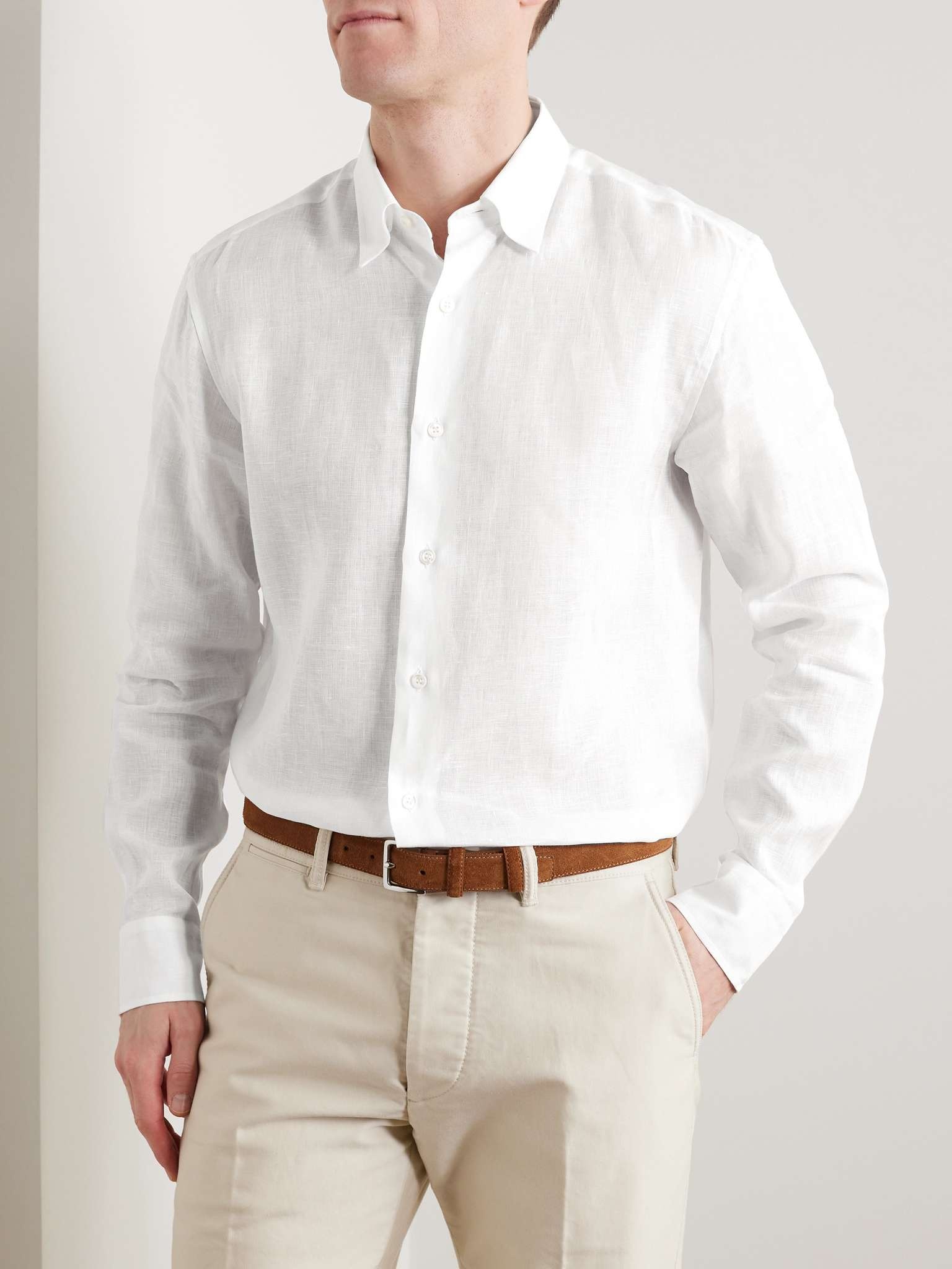 Button-Down Collar Linen Shirt - 3