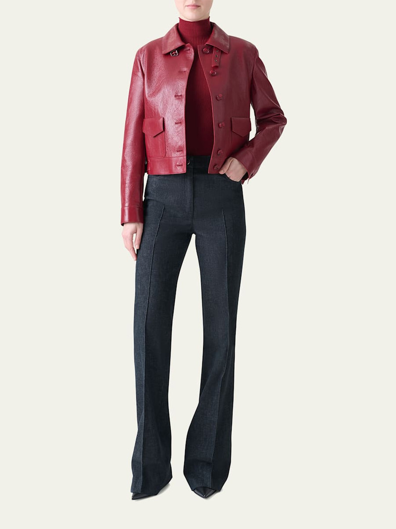 AKRIS Peer Lacquered Leather Short Jacket outlook