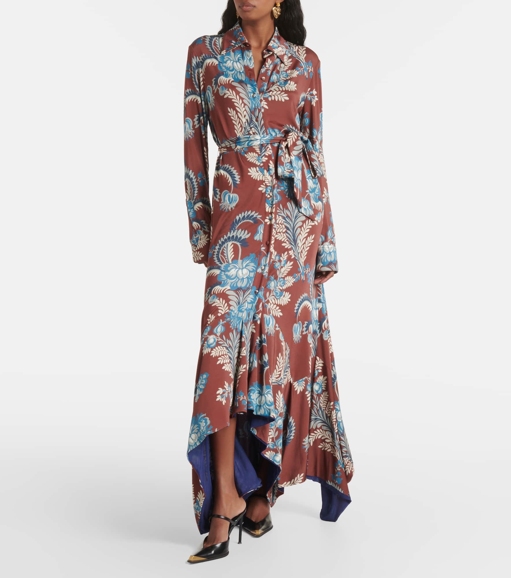 Floral asymmetric shirt dress - 2