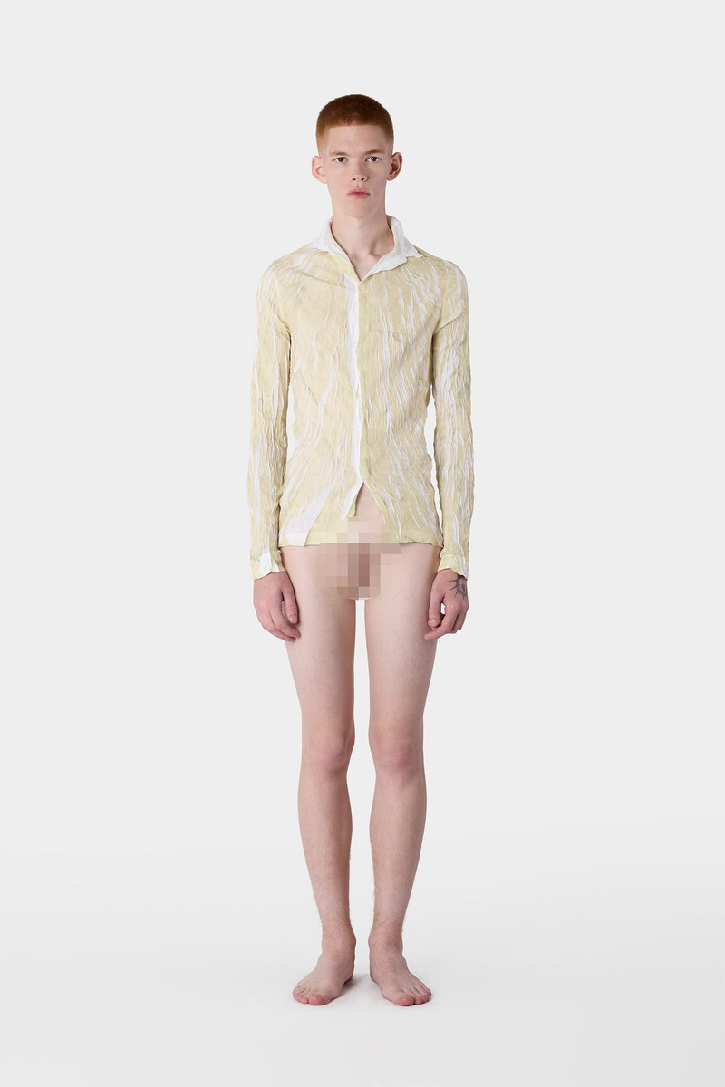 WRINKLED PRINT OVER SHIRT / beige 6