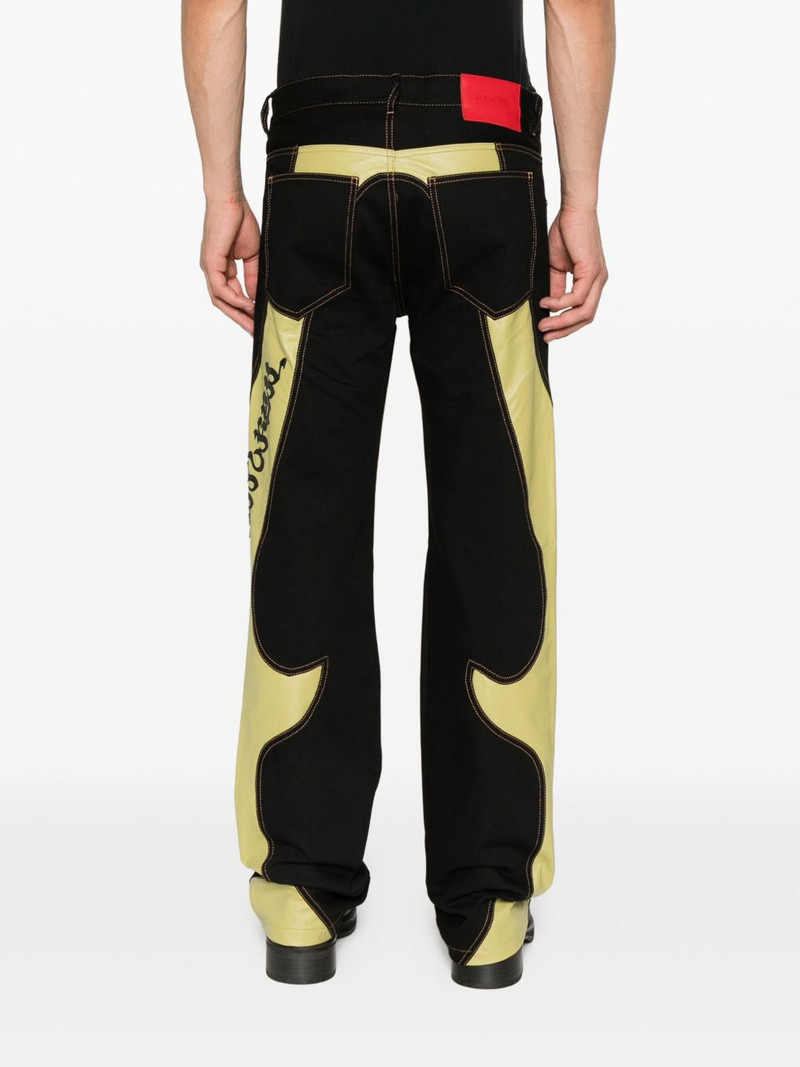 leather-panelled logo jeans 4