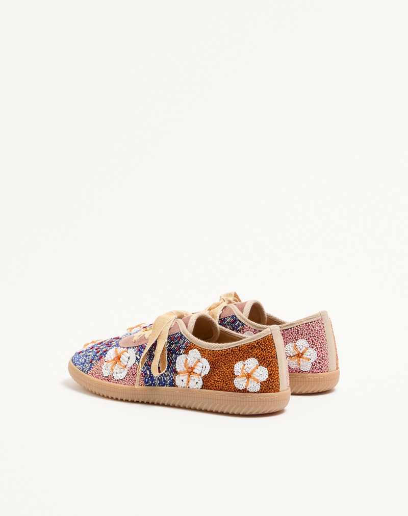 Valentino COSMATESQUE LEATHER SNEAKER WITH SEQUINS AND FLORAL EMBROIDERY outlook