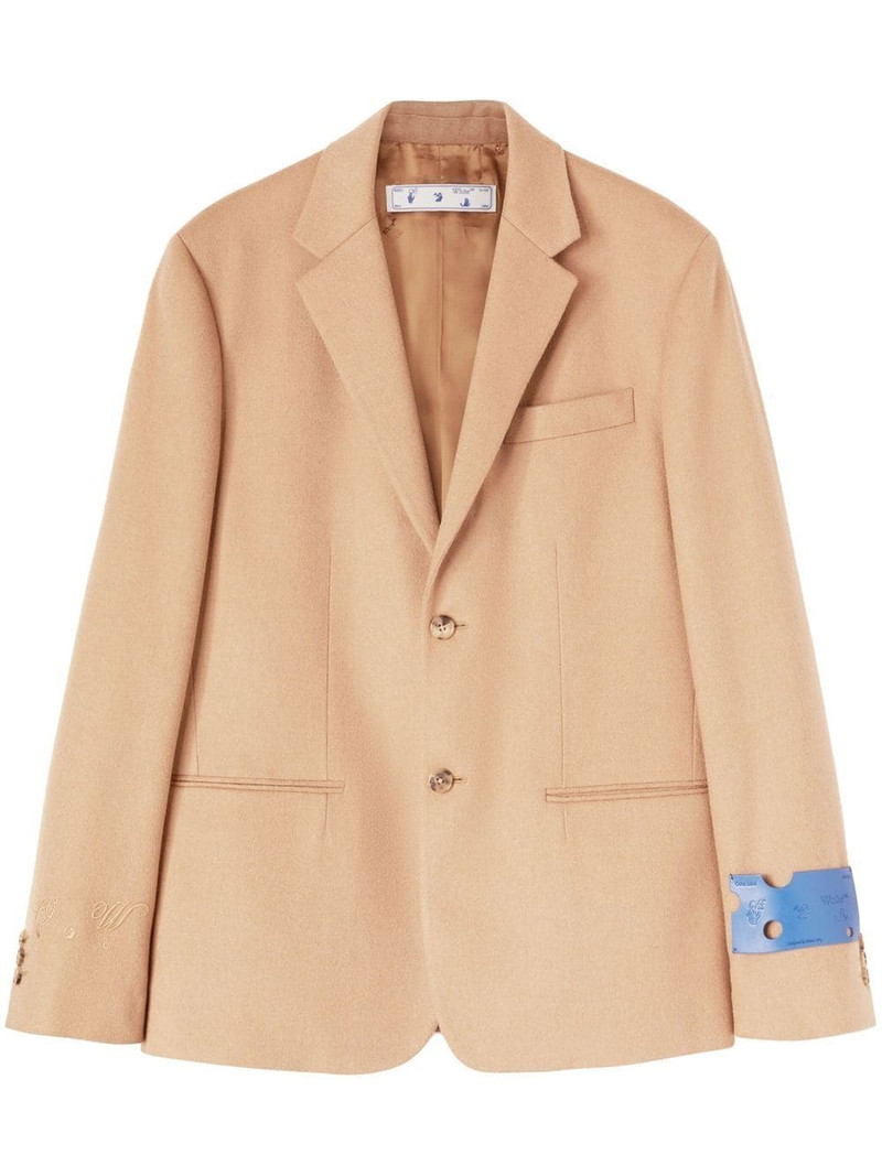 embroidered-logo single-breasted blazer 1