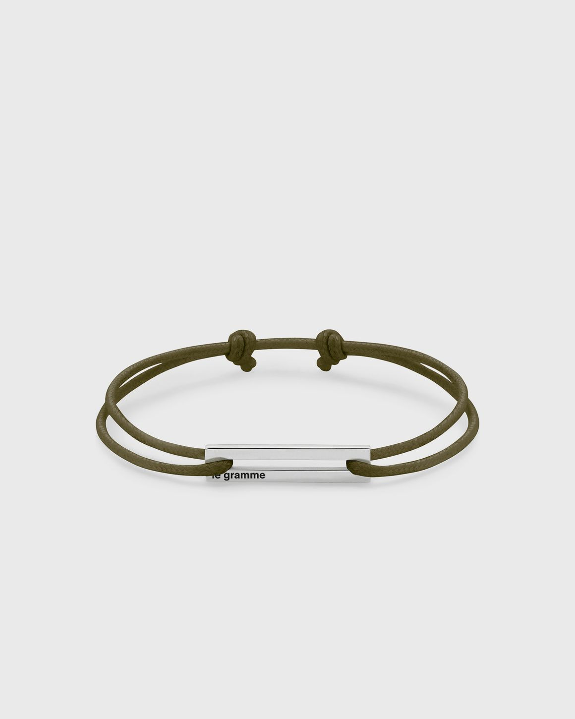 1.7g-polished sterling silver-khaki cord-bracelet - 1