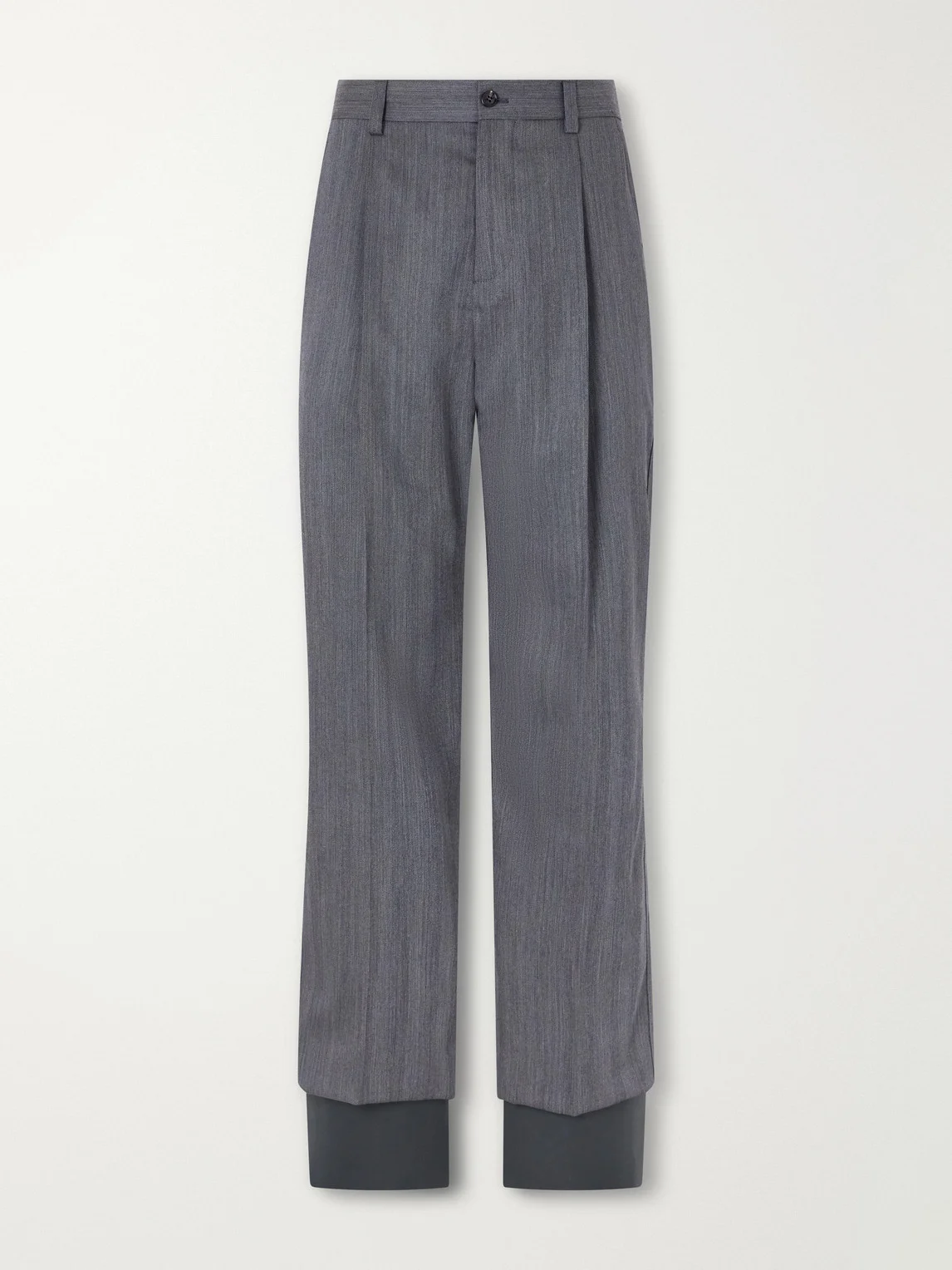 Straight-Leg Pleated Herringbone Virgin Wool Trousers - 1