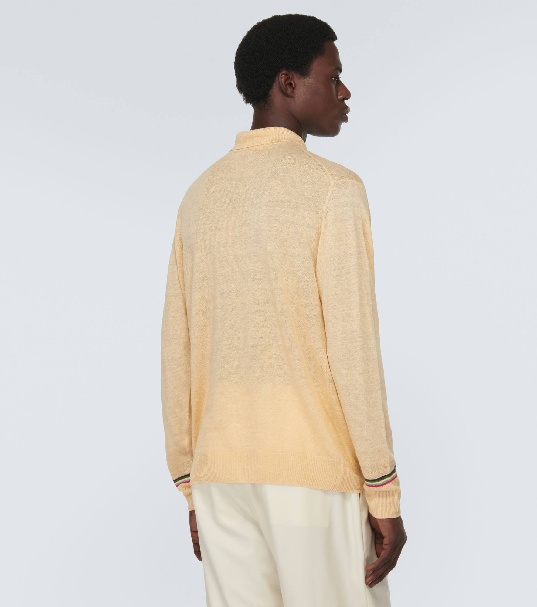 Linen and cotton polo sweater - 4