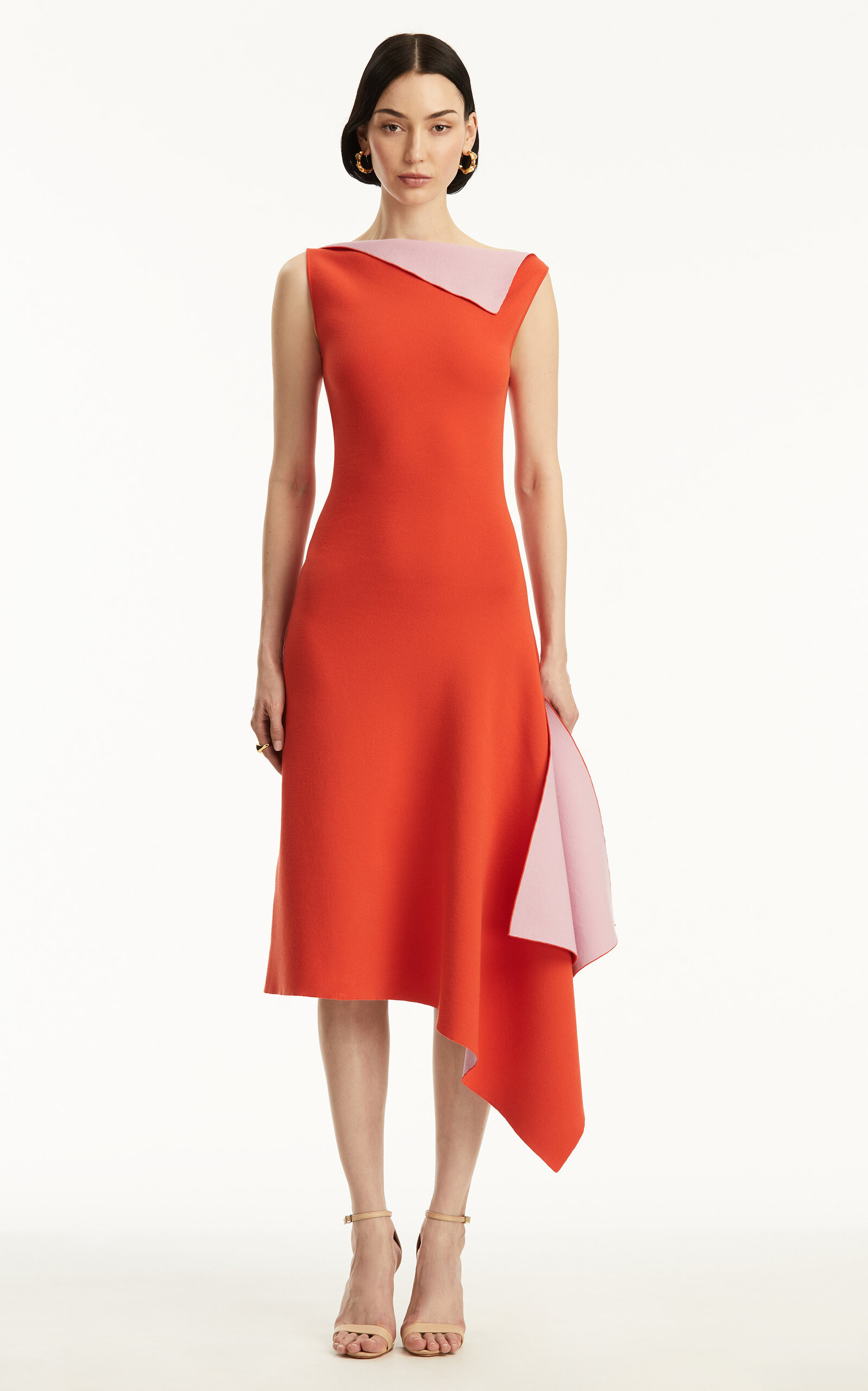 Asymmetric Knit Midi Dress red - 2